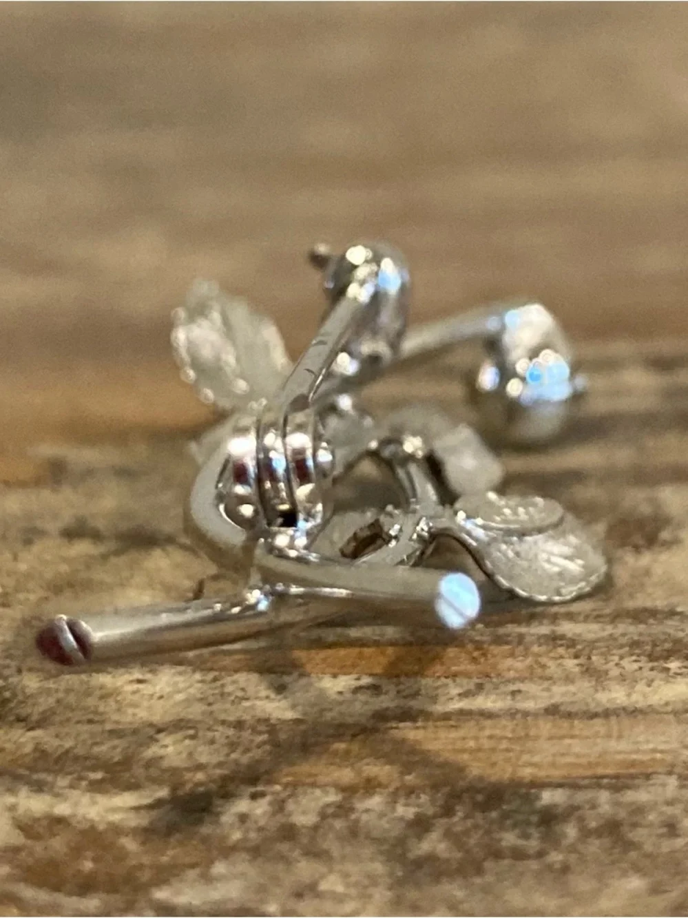 Vintage Sterling Silver Leaf Brooch • C R Co Signed • Pearl Accent